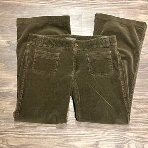 Banana Republic Cords Corduroy Pants Olive Green Wide Leg Straight Stretch sz 8
